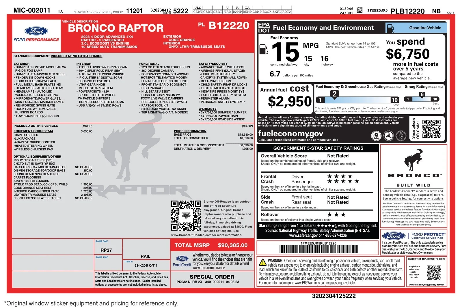 Used 2023 Code Orange Ford Raptor 4 Door Advanced 4x4 image 2