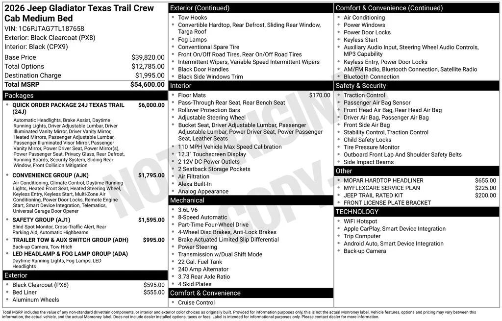 New 2026 Black Clear-Coat Exterior Paint Jeep Texas Trail image 40