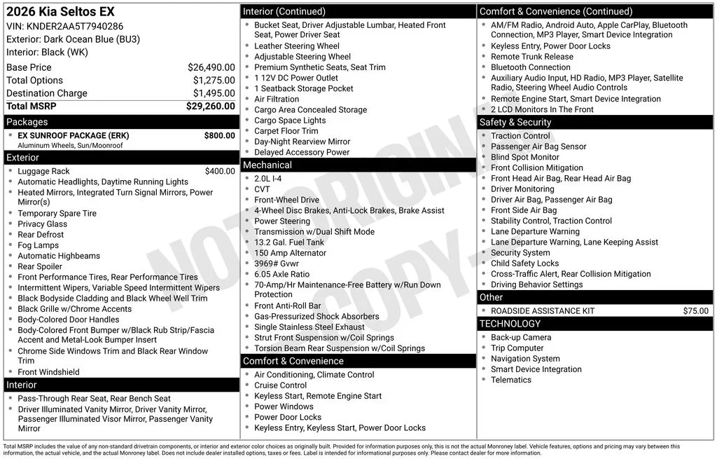 Used 2026 Blue Kia EX image 2