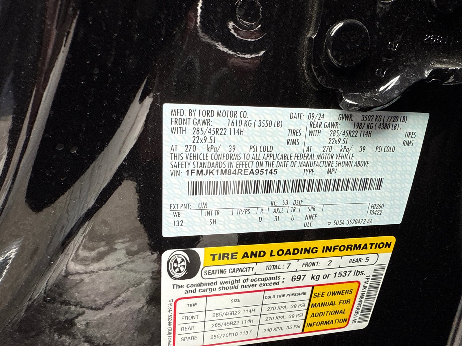 New 2024 Agate Black Metallic Ford Platinum image 39