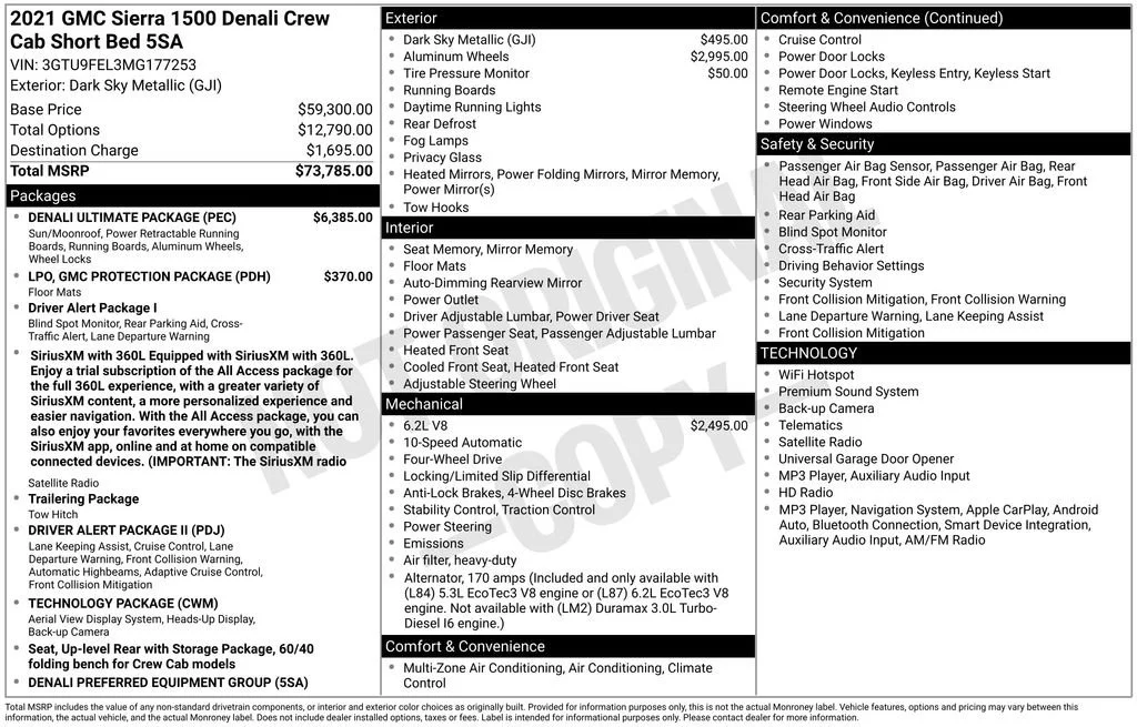 Used 2021 DARK SKY METALLIC GMC Denali image 8