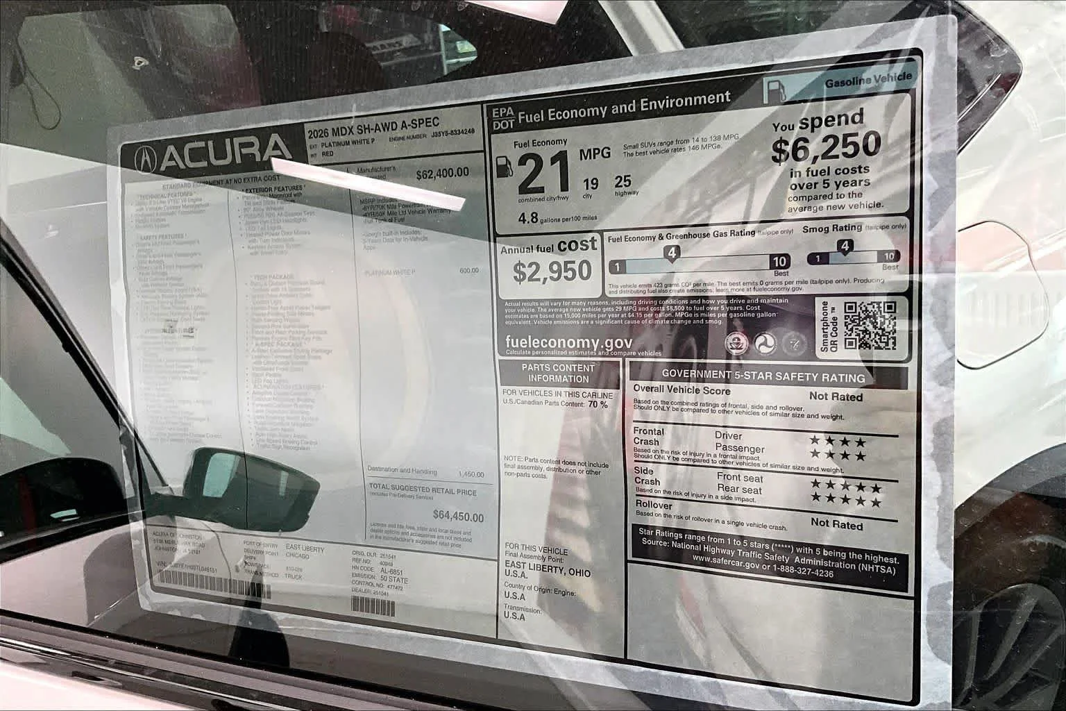 New 2026 Platinum White Pearl Acura w/A-Spec Package image 21