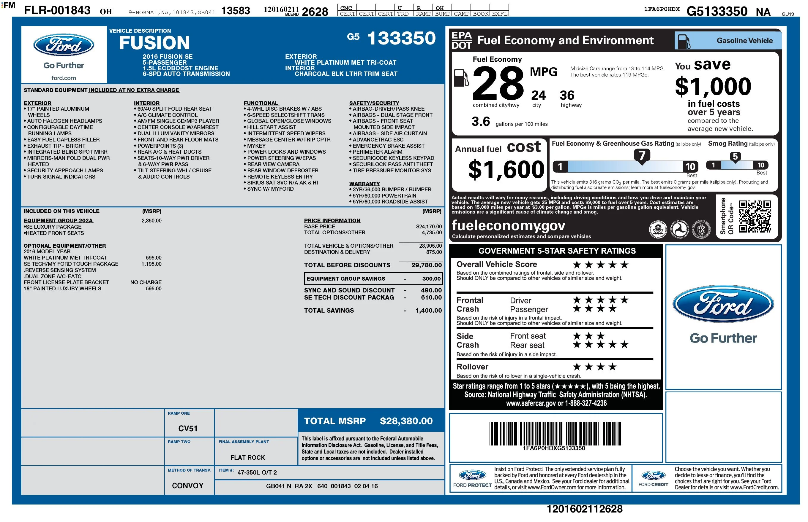 Used 2016 White Platinum Clearcoat Metallic Ford SE image 15