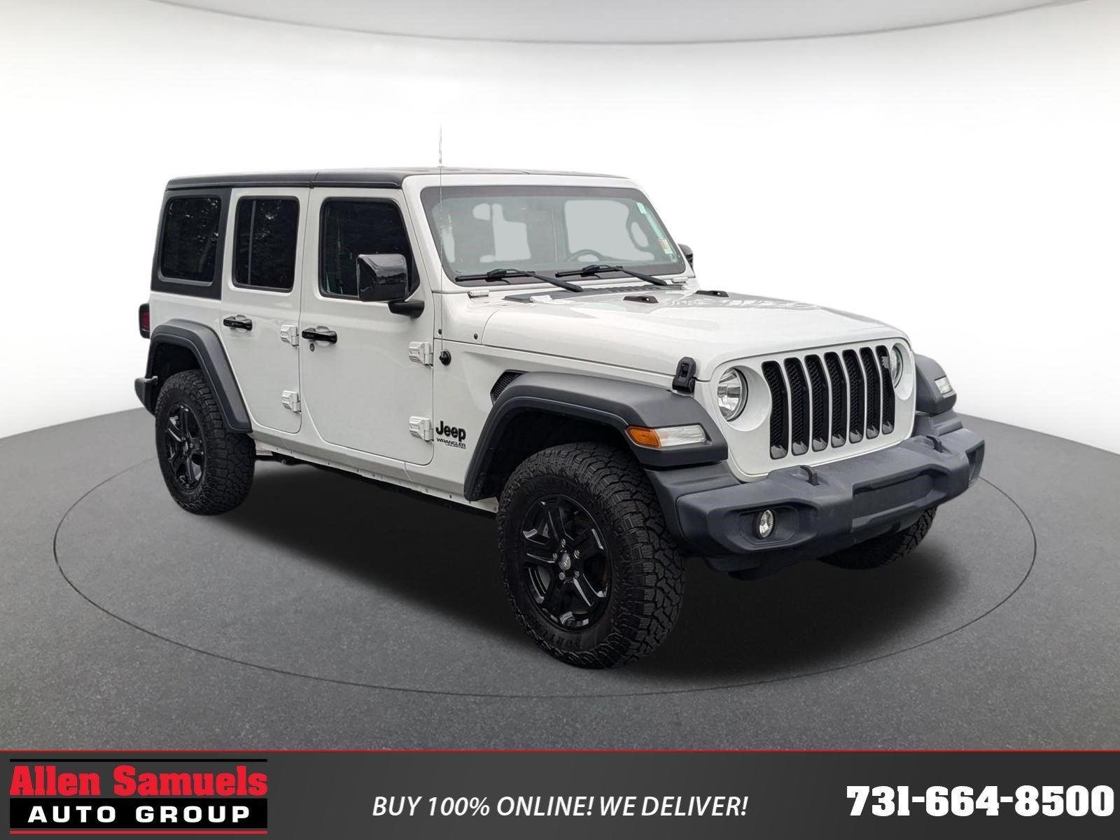 Used 2022 Bright White Clearcoat Jeep Unlimited Sport S image 1