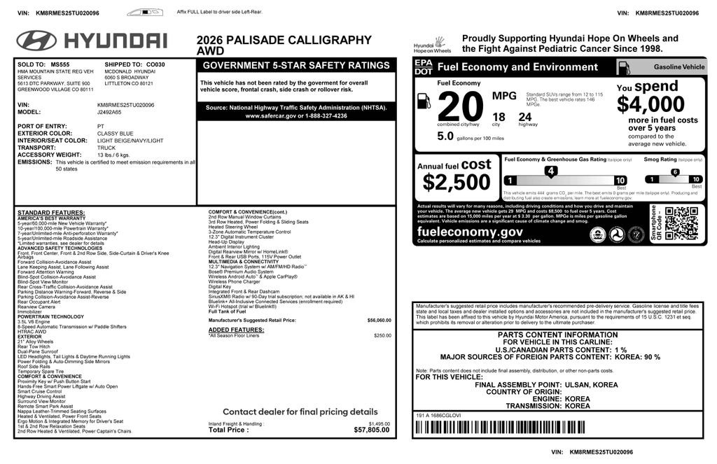 Certified Used 2026 Blue Hyundai Calligraphy image 4