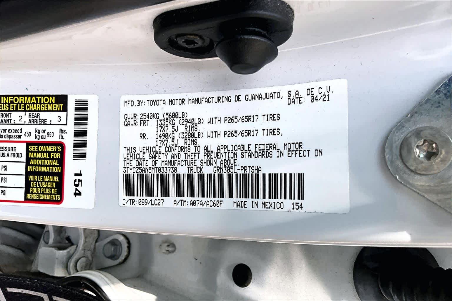 Certified Used 2021 Wind Chill Pearl Toyota TRD Sport image 34
