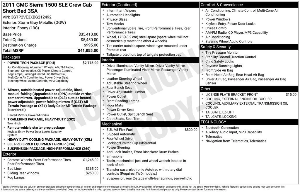 Used 2011 STORM GRAY METALLIC GMC SLE image 5