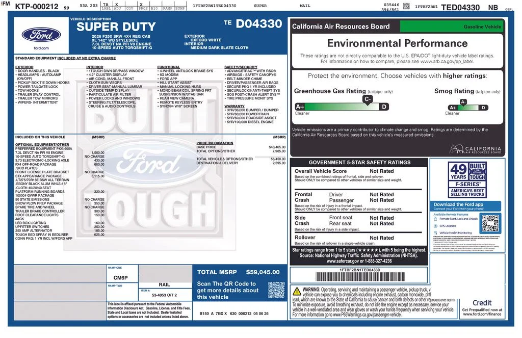 New 2026 Oxford White Ford F-250® XL image 14