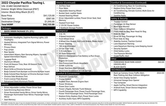 Used 2022 White Chrysler Touring L image 39