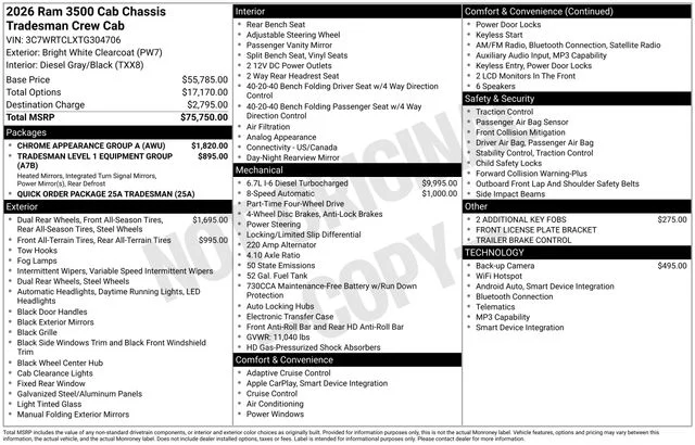 New 2026 Bright White Clear-Coat Exterior Paint RAM Tradesman image 14