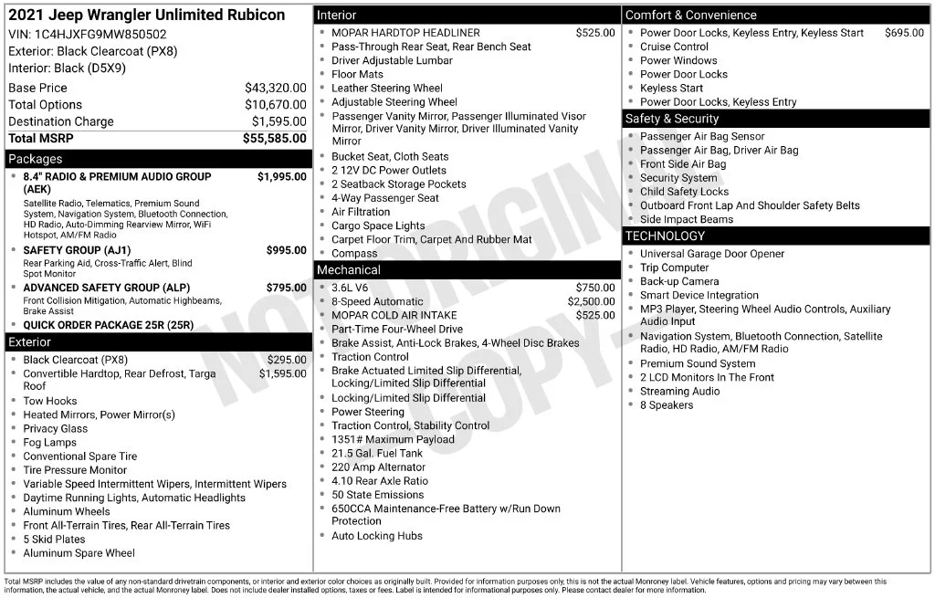 Used 2021 Black Clearcoat Jeep Unlimited Rubicon image 6