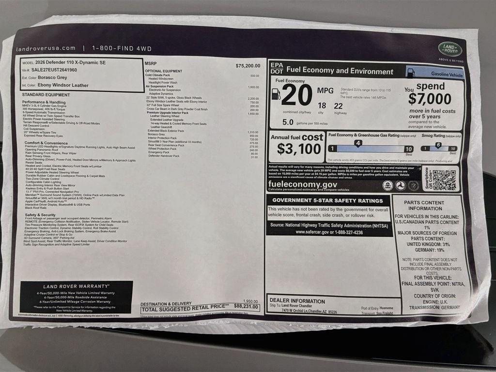 New 2026 Borasco Grey Land Rover X-Dynamic SE image 9