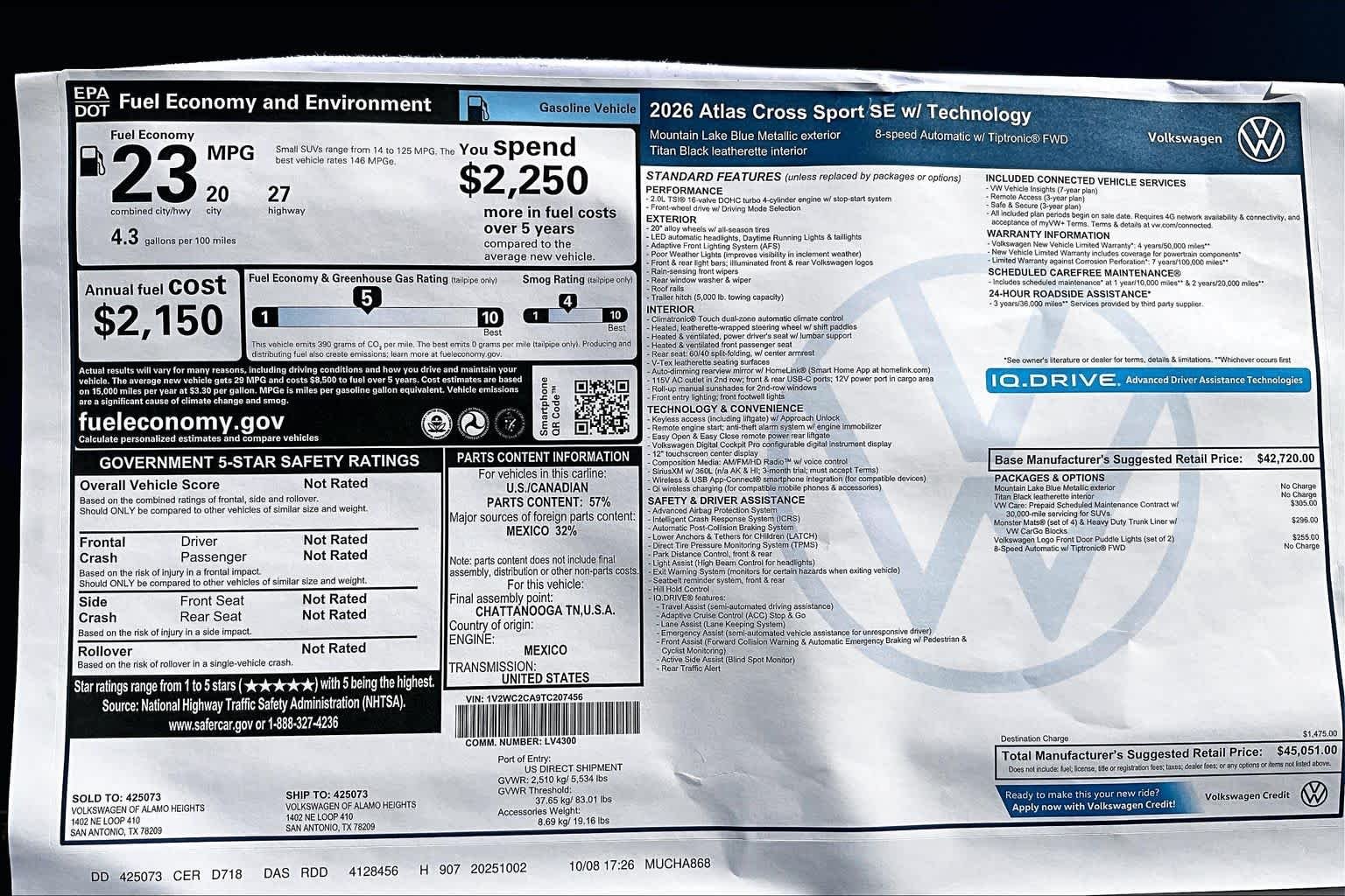 New 2026 Mountain Lake Blue Metallic Volkswagen 2.0T SE W/TECHNOLOGY image 19