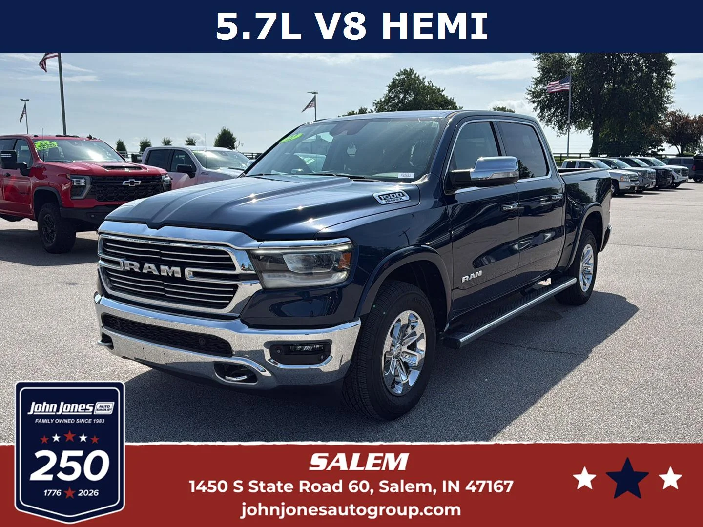 Used 2022 Patriot Blue Pearlcoat Ram Laramie image 1
