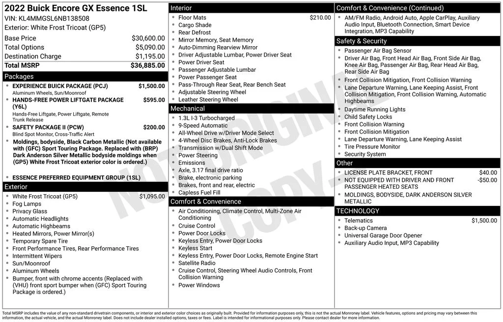 Used 2022 White Buick Essence image 6
