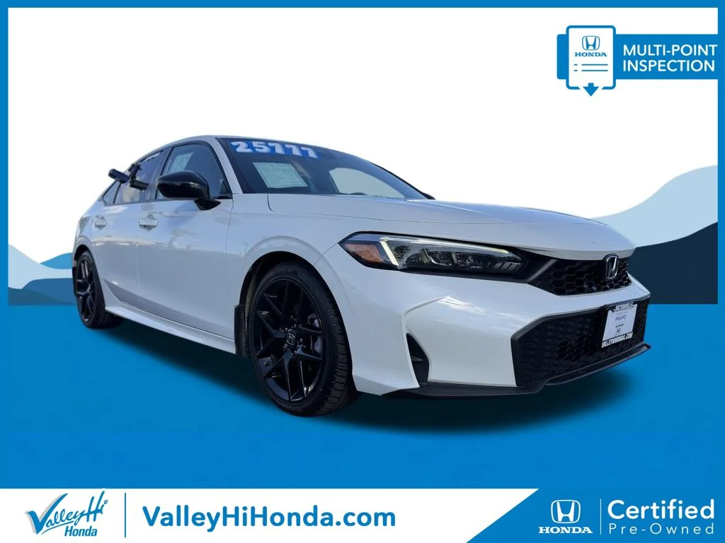 Certified Used 2025 Platinum White Pearl Honda 4D SPORT image 1