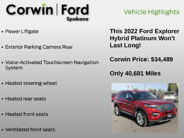 Certified Used 2022 Rapid Red Metallic Tinted Clearcoat Ford Platinum image 13