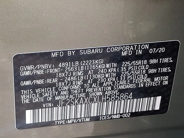 Used 2020 Green Subaru Touring image 29