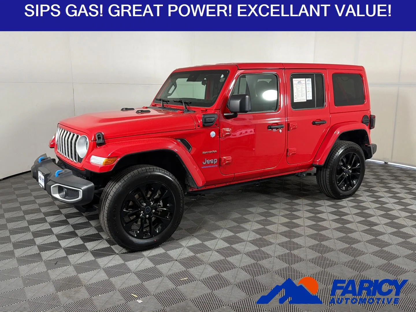Used 2024 Firecracker Red Clearcoat Jeep Sahara image 1