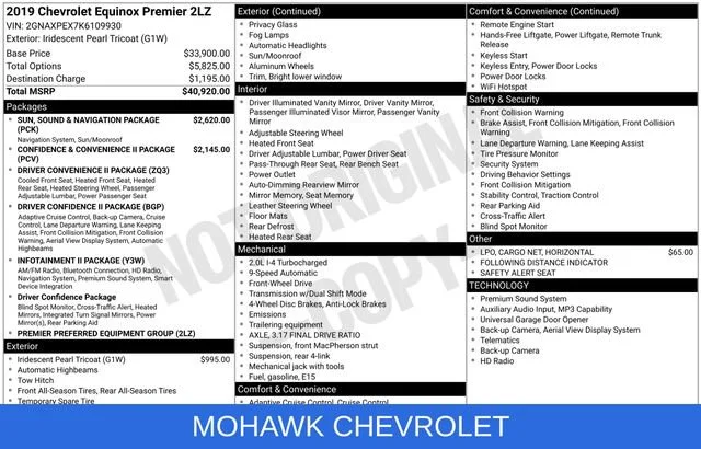Used 2019 Chevrolet Equinox Premier with VIN 2GNAXPEX7K6109930 for sale in Ballston Spa, NY