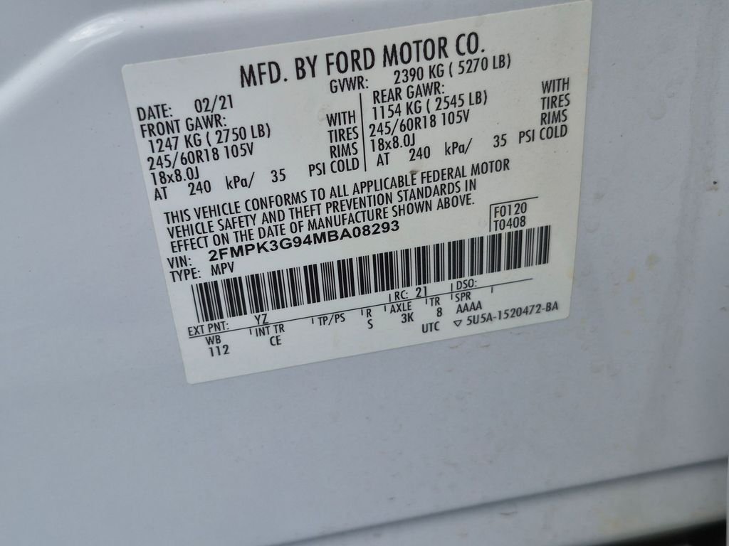 Used 2021 White Ford SE image 30