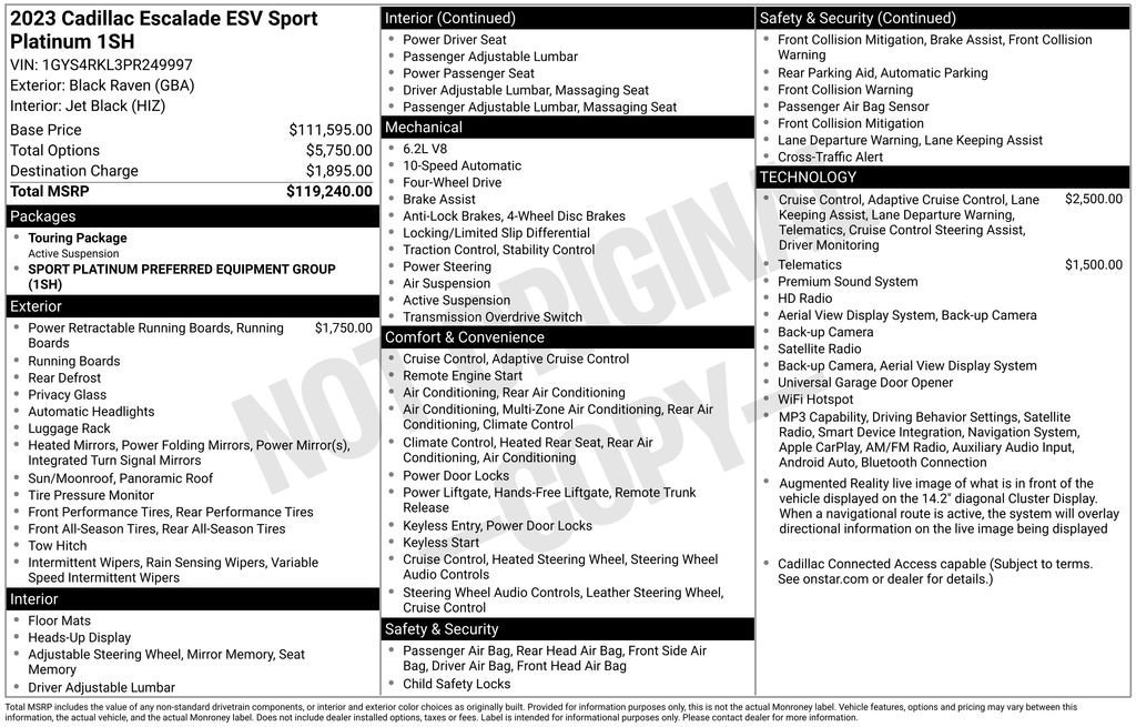 Used 2023 BLACK RAVEN Cadillac 4WD Sport Platinum image 1