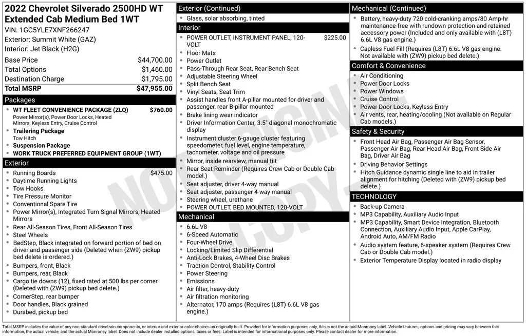 Used 2022 SUMMIT WHITE Chevrolet Work Truck image 38