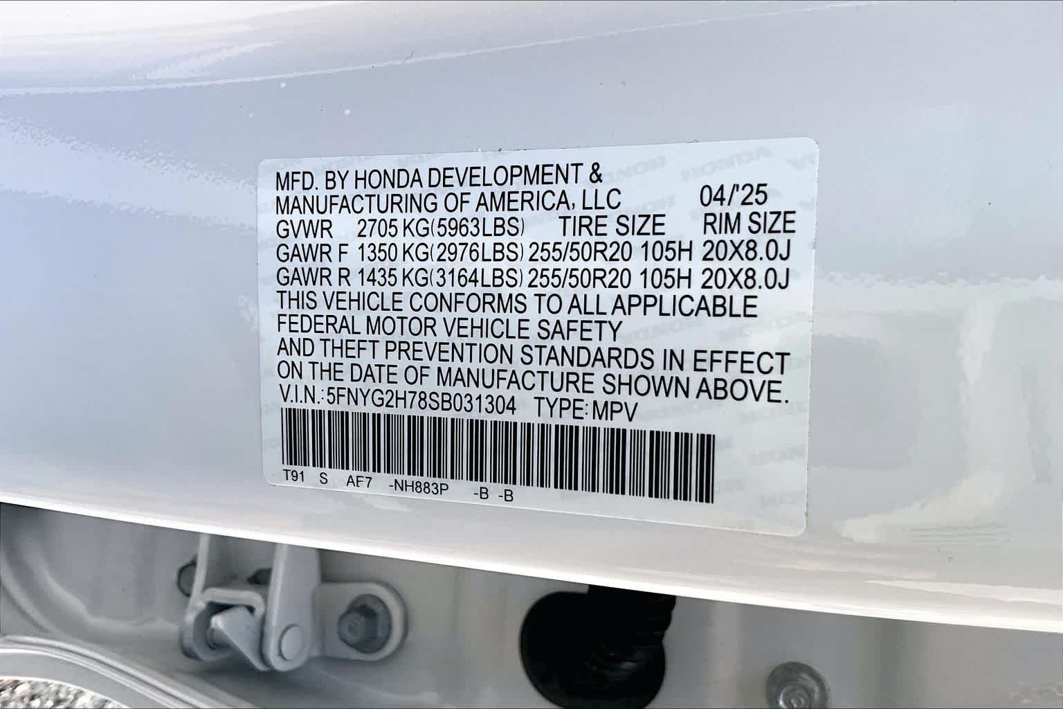 Used 2025 Platinum White Pearl Honda Touring image 33