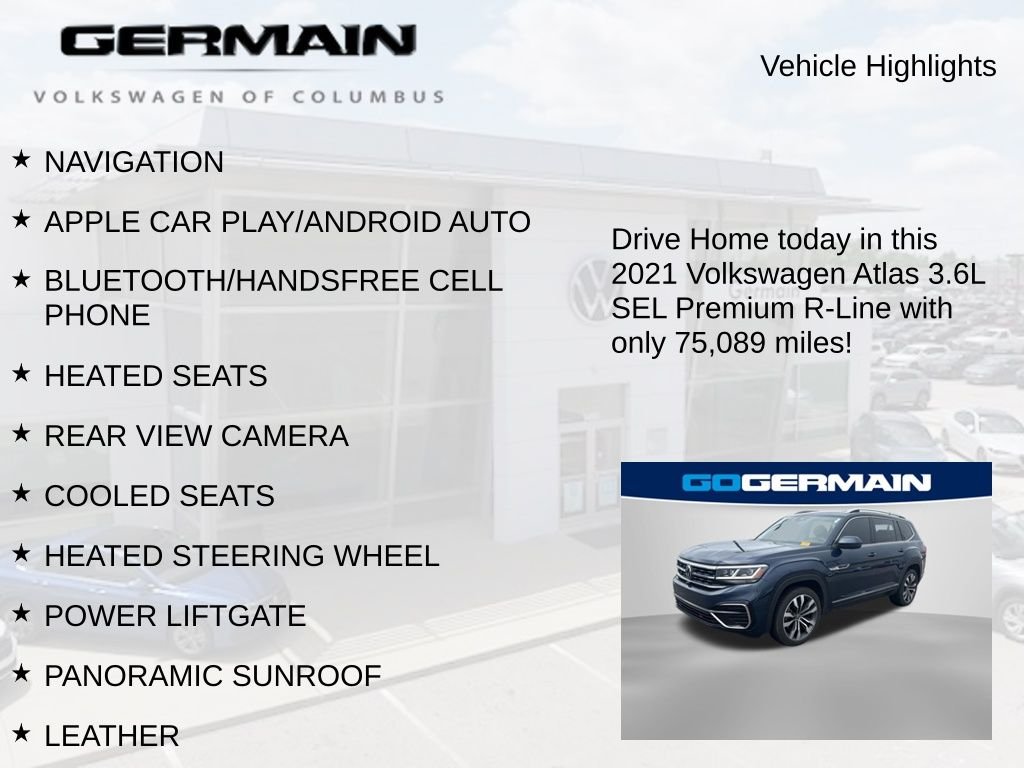 Used 2021 Blue Metallic Volkswagen 3.6L V6 SEL Premium R-Line image 5