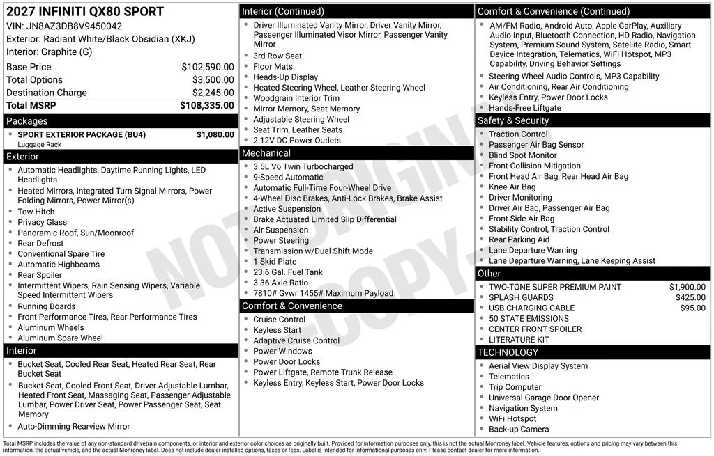 New 2027 White INFINITI SPORT image 5