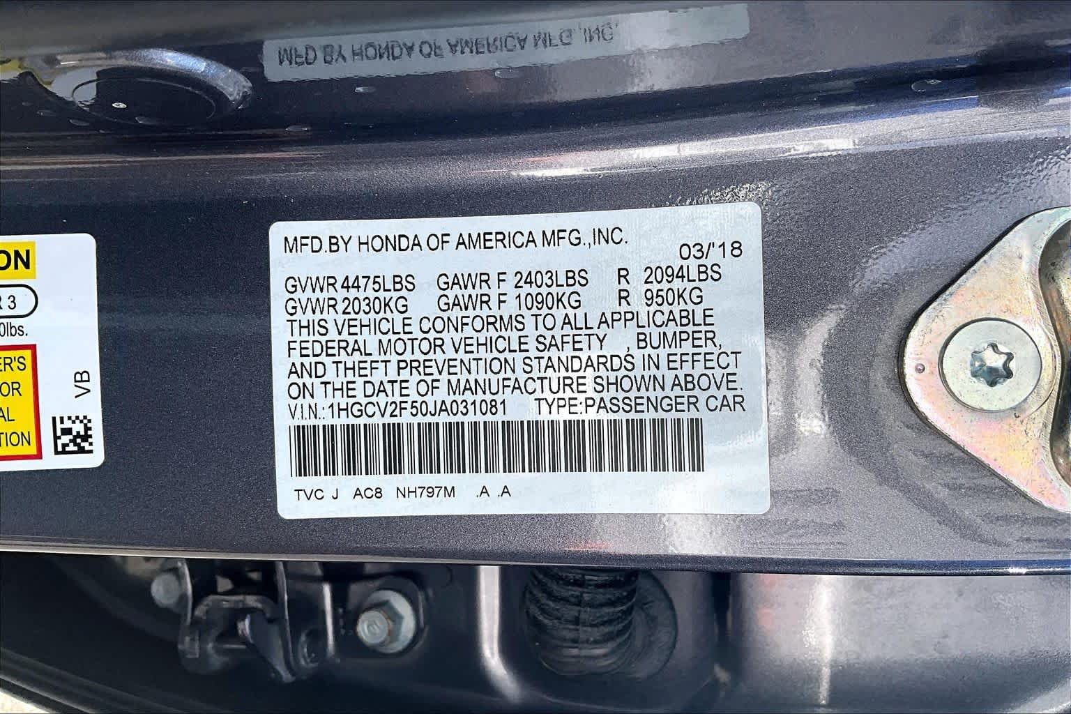 Used 2018 Modern Steel Metallic Honda EX-L 2.0T image 33