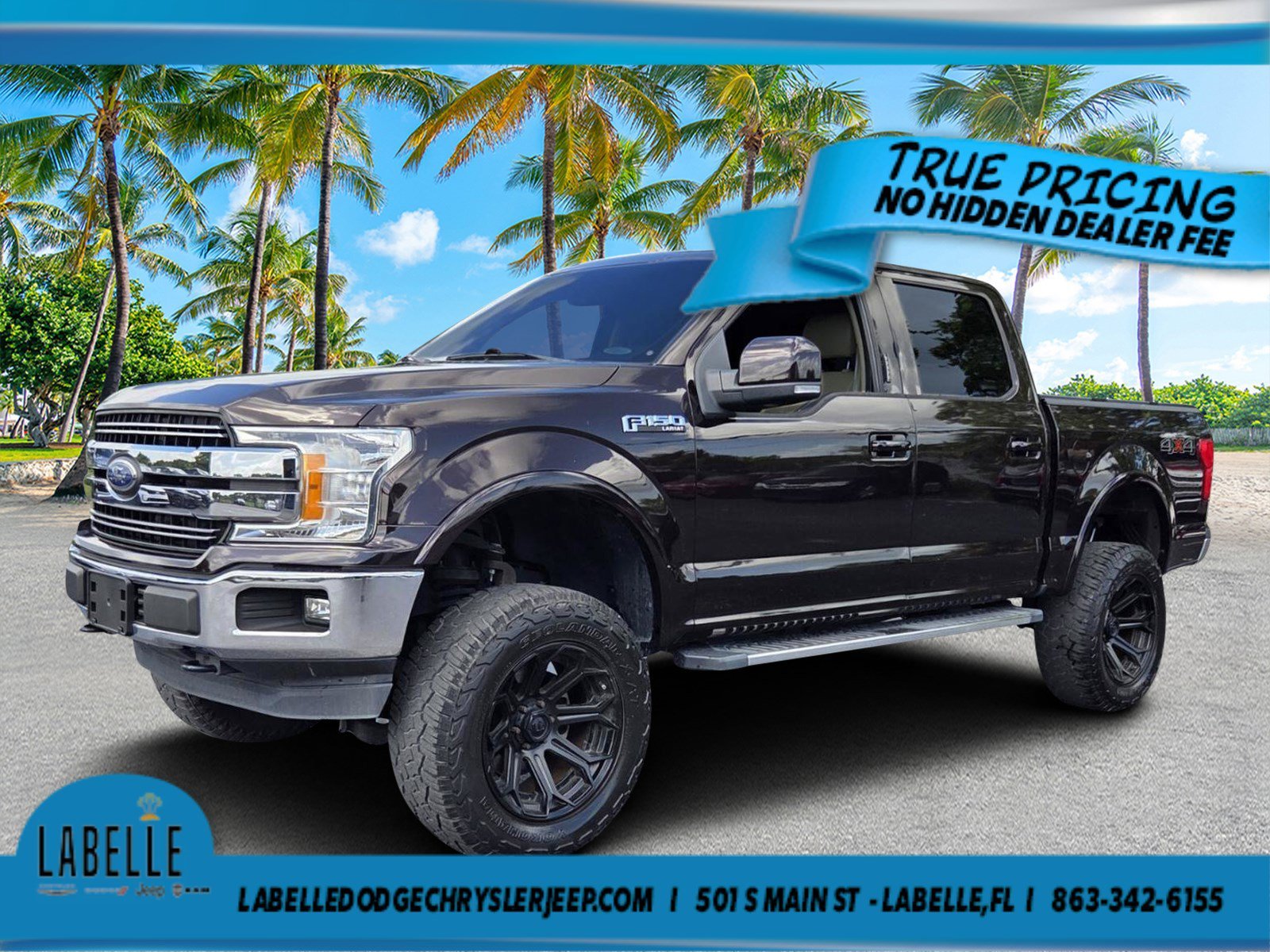 Certified Used 2020 Agate Black Metallic Ford V8 FFV Crew Cab Lariat image 1