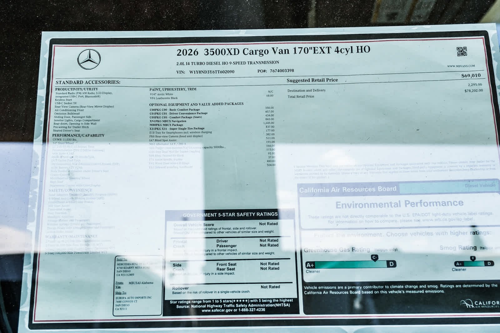 New 2026 Arctic White Mercedes-Benz Cargo 170ExtWB High Roof RWD 2.0L I4 Diesel Turbo image 39