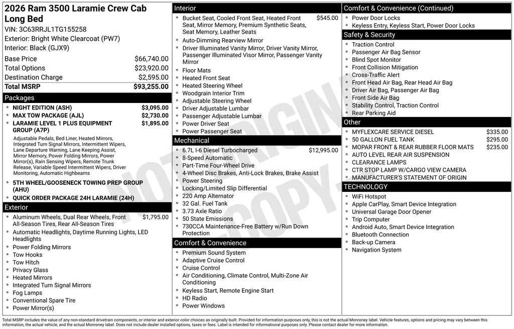 New 2026 Bright White Clear-Coat Exterior Paint RAM Laramie image 9