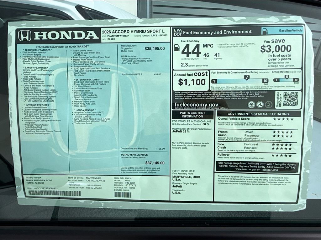 2026 Honda Accord Hybrid Sport-L - Photo 9