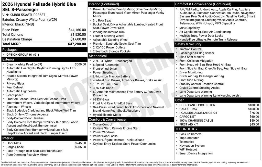 New 2026 White Hyundai Blue SEL 8P image 23