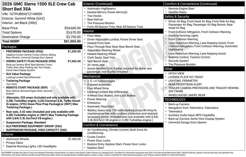 New 2026 Summit White GMC SLE image 49