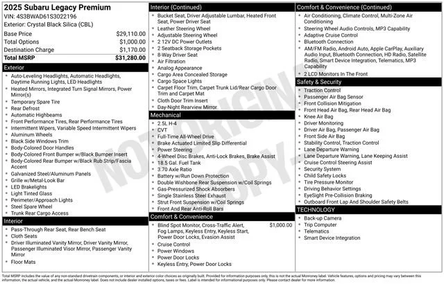 Used 2025 Crystal Black Silica Subaru Premium image 29