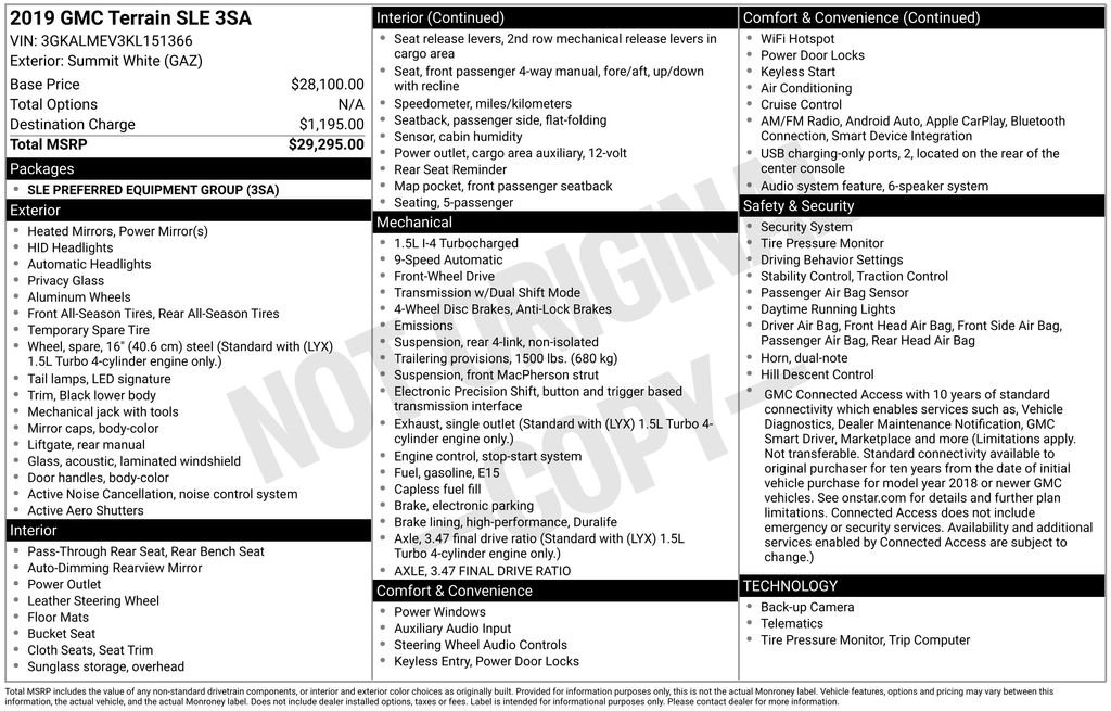 Used 2019 White GMC SLE image 4