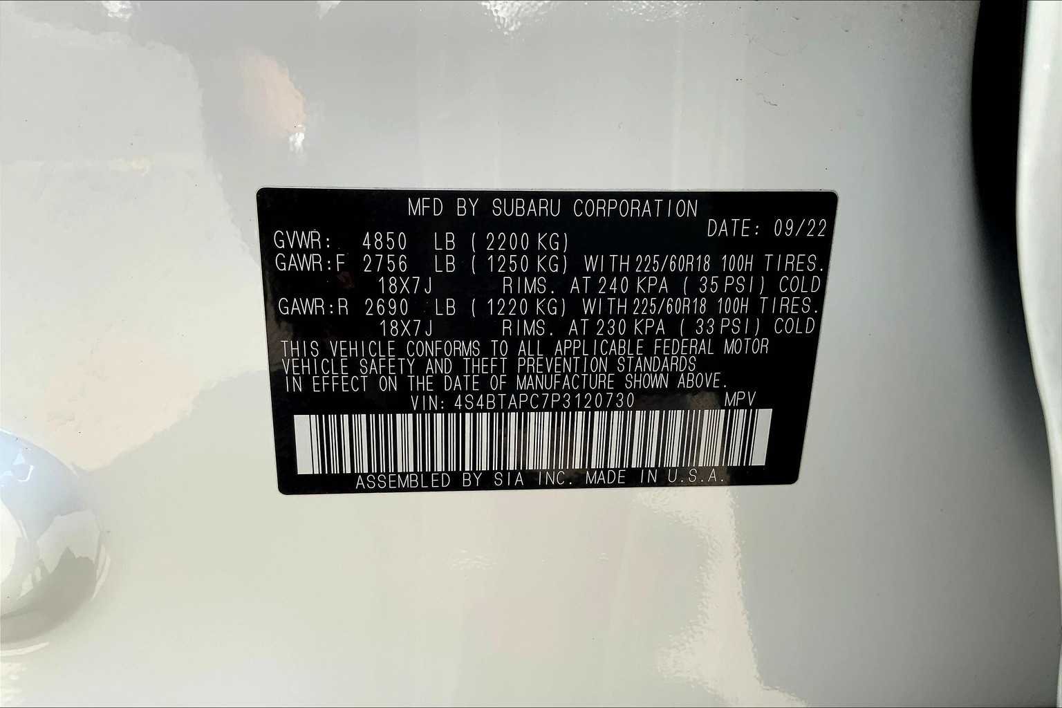 Used 2023 Crystal White Pearl Subaru Touring image 34