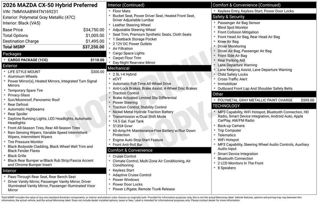 New 2026 Polymetal Gray Metallic Mazda Preferred AWD image 3