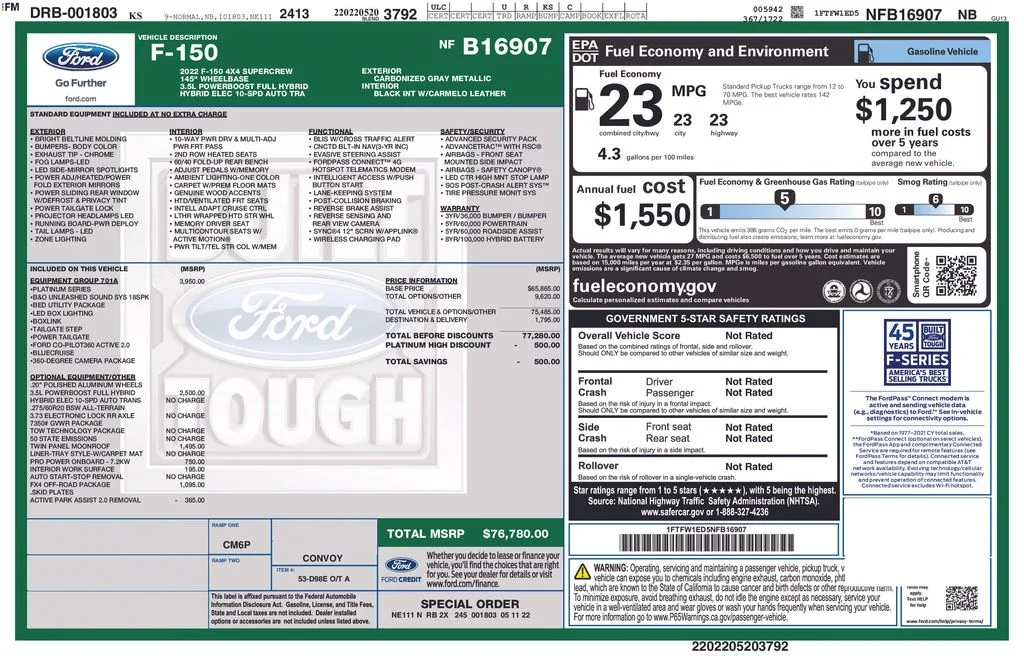 Certified Used 2022 Gray Metallic Ford Platinum image 2