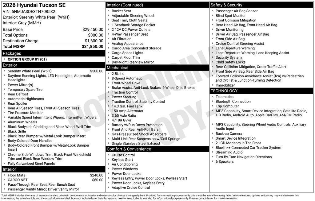 New 2026 White Pearl Hyundai SE FWD image 35