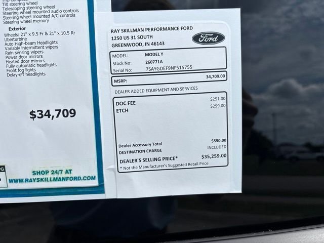 Used 2022 Tesla Model Y Performance with VIN 7SAYGDEF9NF515755 for sale in Greenwood, IN