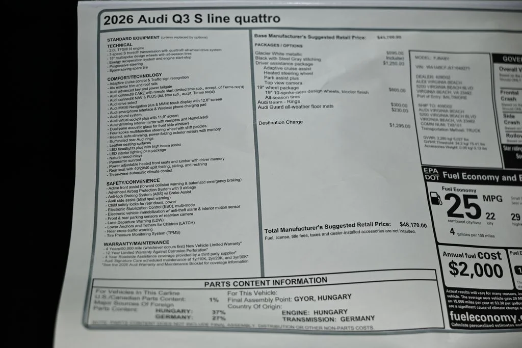 New 2026 Glacier White Metallic Audi S line image 23