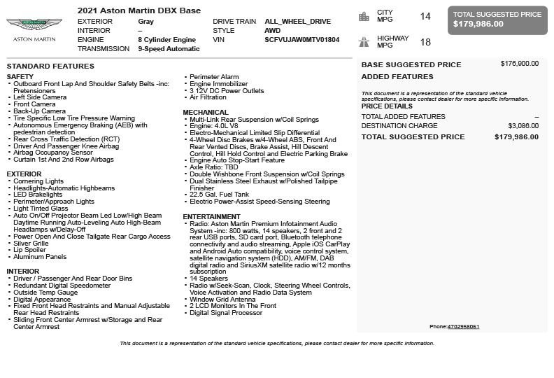 Used 2021 Gray Aston Martin Base image 3