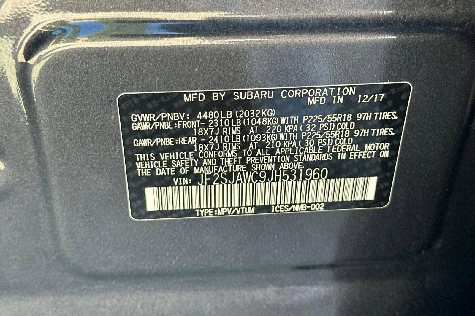 Used 2018 Crystal Black Silica Subaru Touring image 30