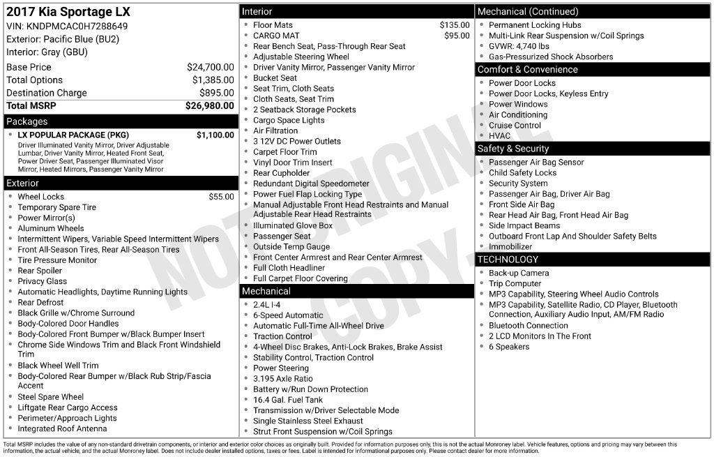Certified Used 2017 Blue Kia LX image 6