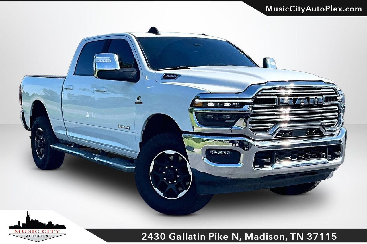Used 2025 Bright White Clearcoat RAM Laramie Crew Cab 4x4 64