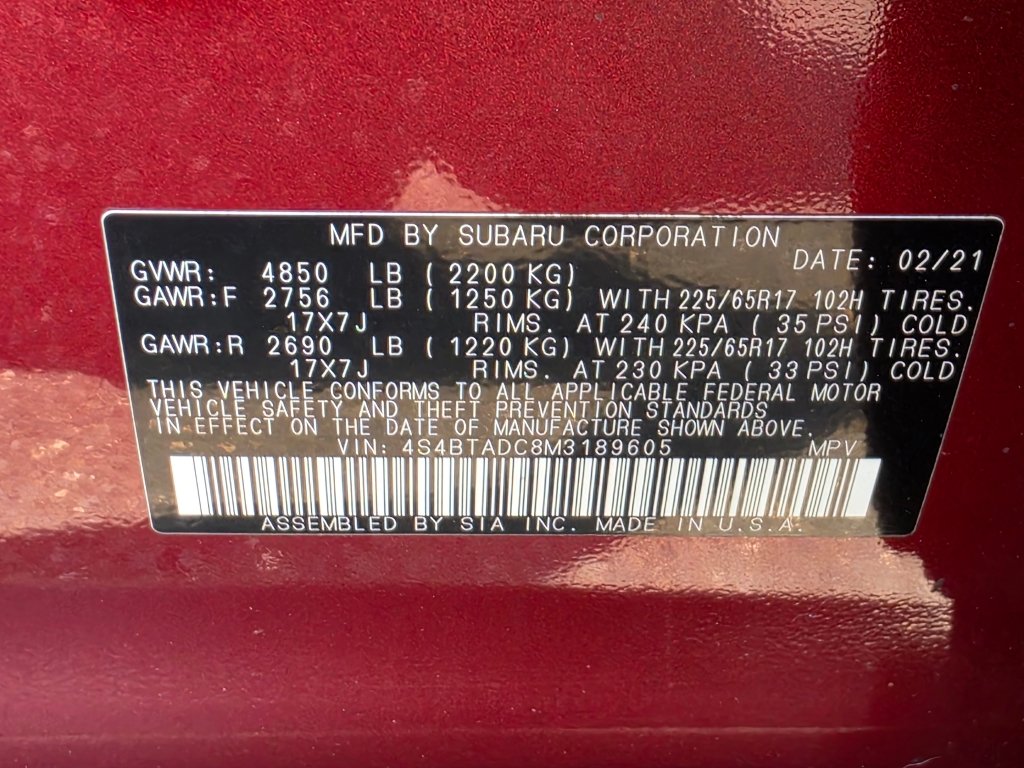 Used 2021 Crimson Red Pearl Subaru Premium image 35